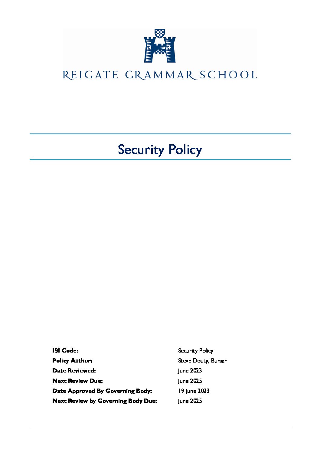 Security 2023 2024 Reigate Grammar School   Security 2023 2024 Pdf 